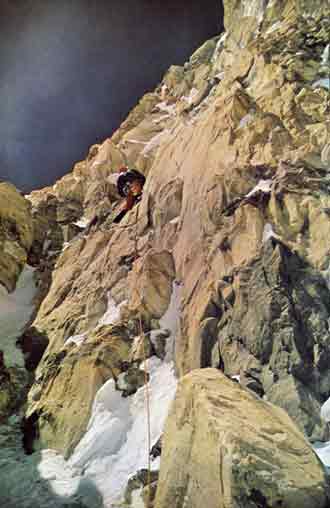 
Mick Burke climbing the rock band on Annapurna South Face in 1970 - Annapurna South Face book
